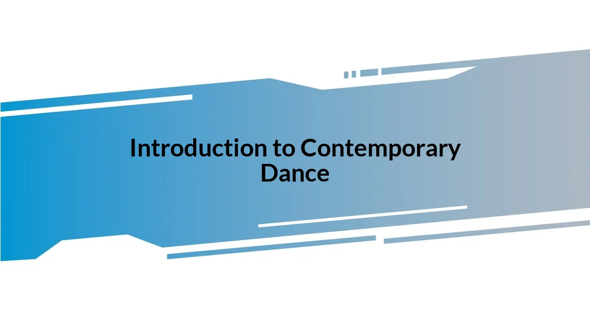 Introduction to Contemporary Dance